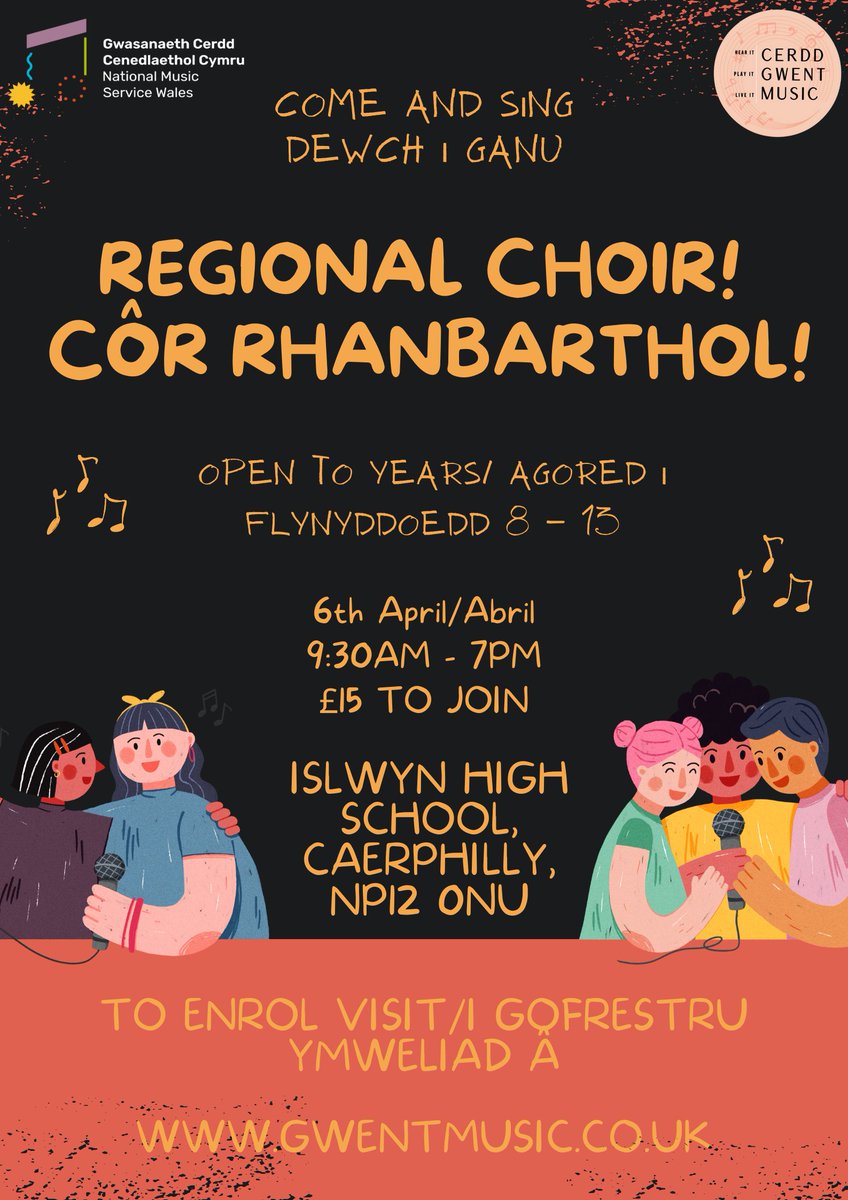We’re excited to announce that the National Music Service Regional Choir are hosting a “Come and Sing Day”! For more information please see the poster below and to enrol click the link! gwent.paritor.com/Registration/B…... #ProfiadauCyntaf #NationalMusicServiceWales #nmswales