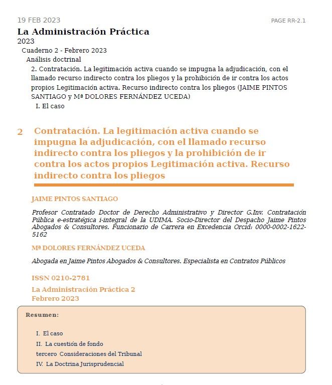 María Dolores Fernández Uceda (@mdfucp) on Twitter photo Analizamos la legitimación activa cuando se impugna la adjudicación a través del llamado "recurso indirecto" contra los pliegos. Con <a href="/pintos_jaime/">Jaime Pintos Santiago</a> para @aranzadi_esp 👇👇 Analizamos la legitimación activa cuando se impugna la adjudicación a través del llamado "recurso indirecto" contra los pliegos. Con <a href="/pintos_jaime/">Jaime Pintos Santiago</a> para @aranzadi_esp 👇👇