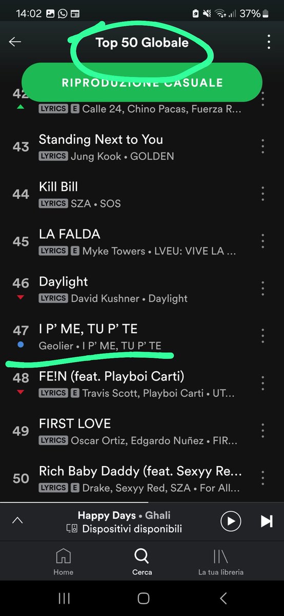 Fabi_Reddy's tweet photo. @Geolier sei nel top 50 globale di #Spotify🥰 
#Geolier 
#Sanremo2024 https://t.co/55zHvzwcnx