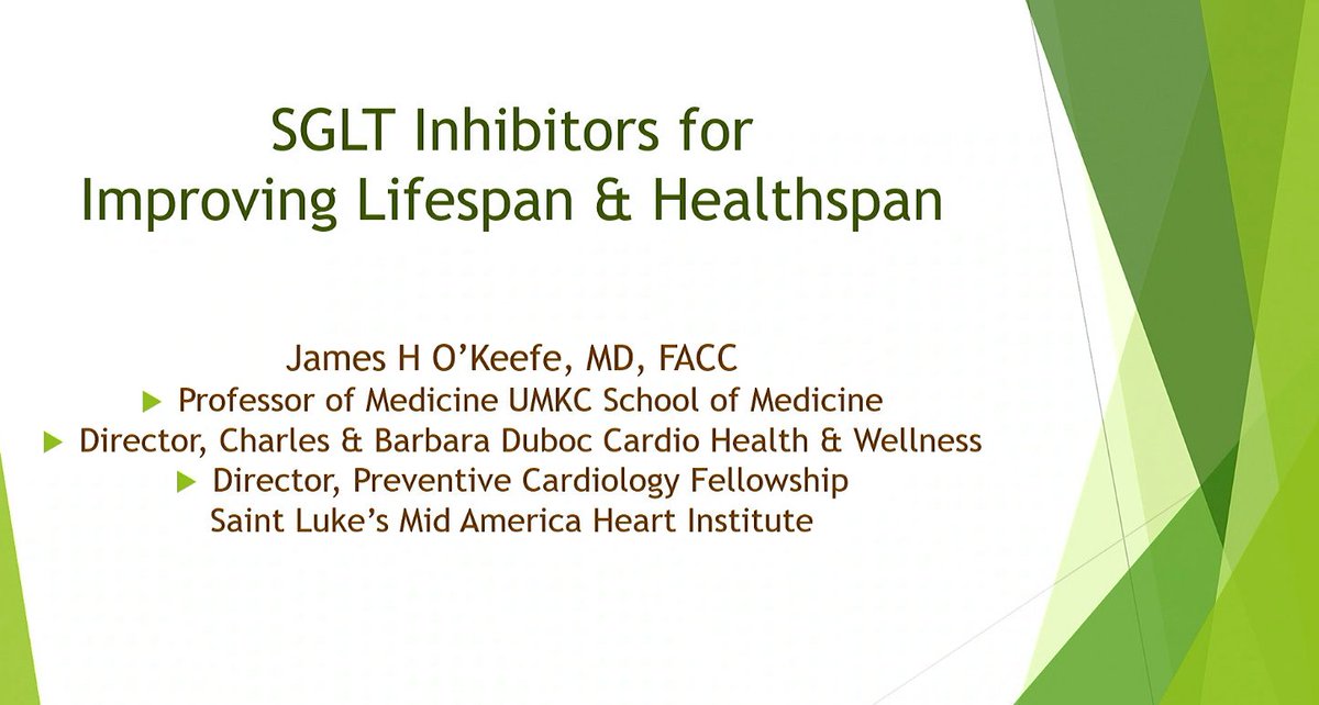 @jamesokeefemd giving grand rounds today at @MidAmericaHeart on the potential for SGLT inhibitors to improve lifespan and healthspan @saintlukeskc
