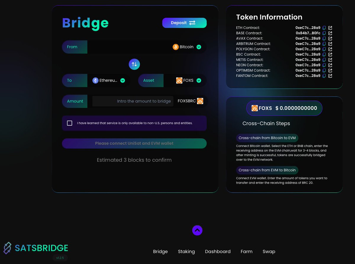 🔔 SatsBridge v1.2.5 UPDATE 🔔

We've improved SatsBridge based on feedback from our community: 

✅ Front-end improvements: included verifications and input constraints
✅ Added instructions for cross-chain steps

Try it out and let us know what else you would like to see!