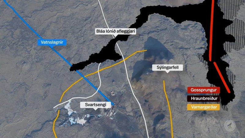 geoviews's tweet photo. Lava-flooded roads and a submerged hot water pipeline: Latest developments at the volcanic eruption on the Reykjanes Peninsula in Iceland show an increasingly difficult situation for infrastructure in the area (via @ruvfrettir / https://t.co/DGr4zsuqKV) #volcano #eruption #lava https://t.co/A4JTdosb5Q