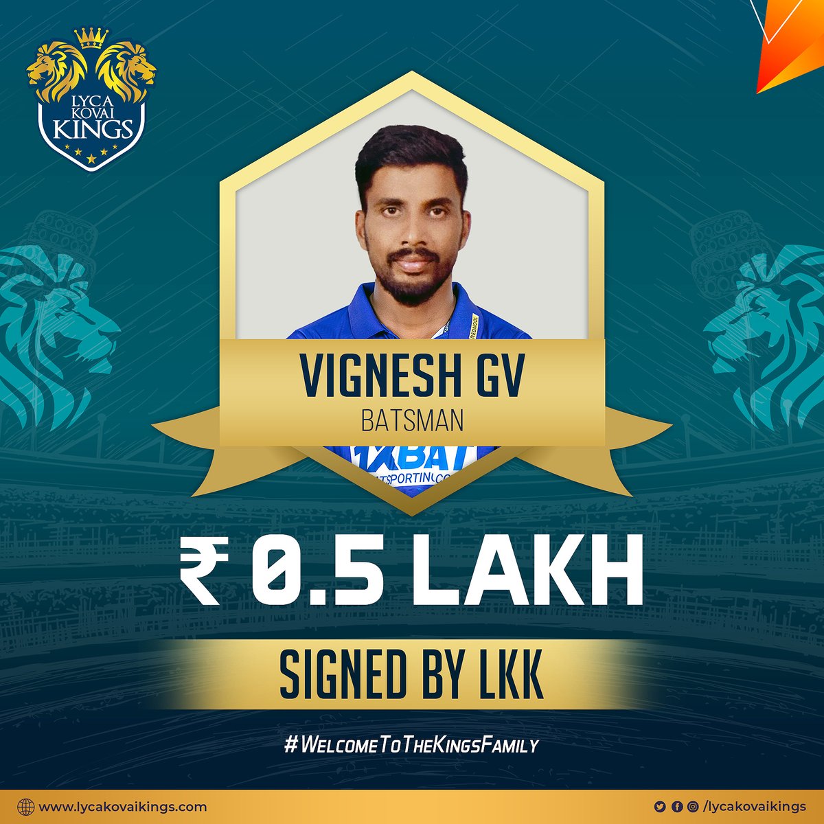 Welcoming Vignesh GV to the King's 👑 family! 🫂🌟 The Lyca Kovai Kings fam proudly announces the acquisition of a skilled batsman! 🏏 #VigneshGV @tnpremierleague #LKK #LycaKovaiKings 👑💙 #TNPL 🏏 #TNPL2024 #TNPLAuction