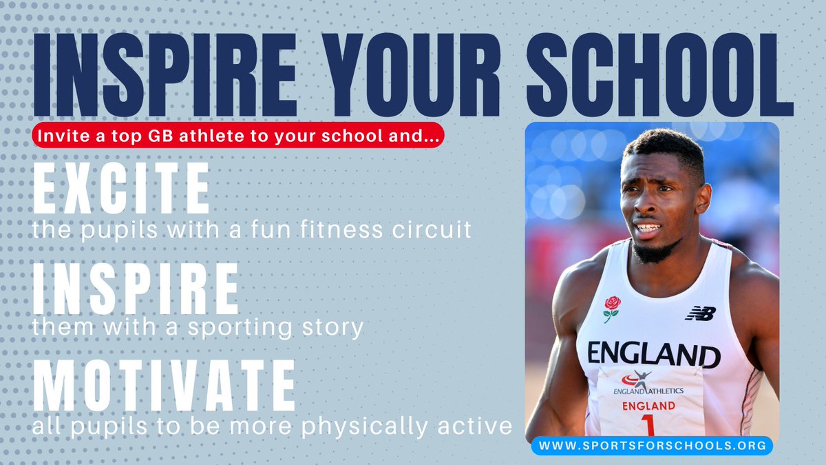 Invite a top GB athlete into your school to excite, inspire, and motivate your pupils with...
⛹️‍♀️ Fun fitness circuit 
🗣️ Interactive assembly
💪 Key messages about resilience and determination
🪙Raise funds for sports equipment! 

Visit our website for booking (link in bio) 🔗