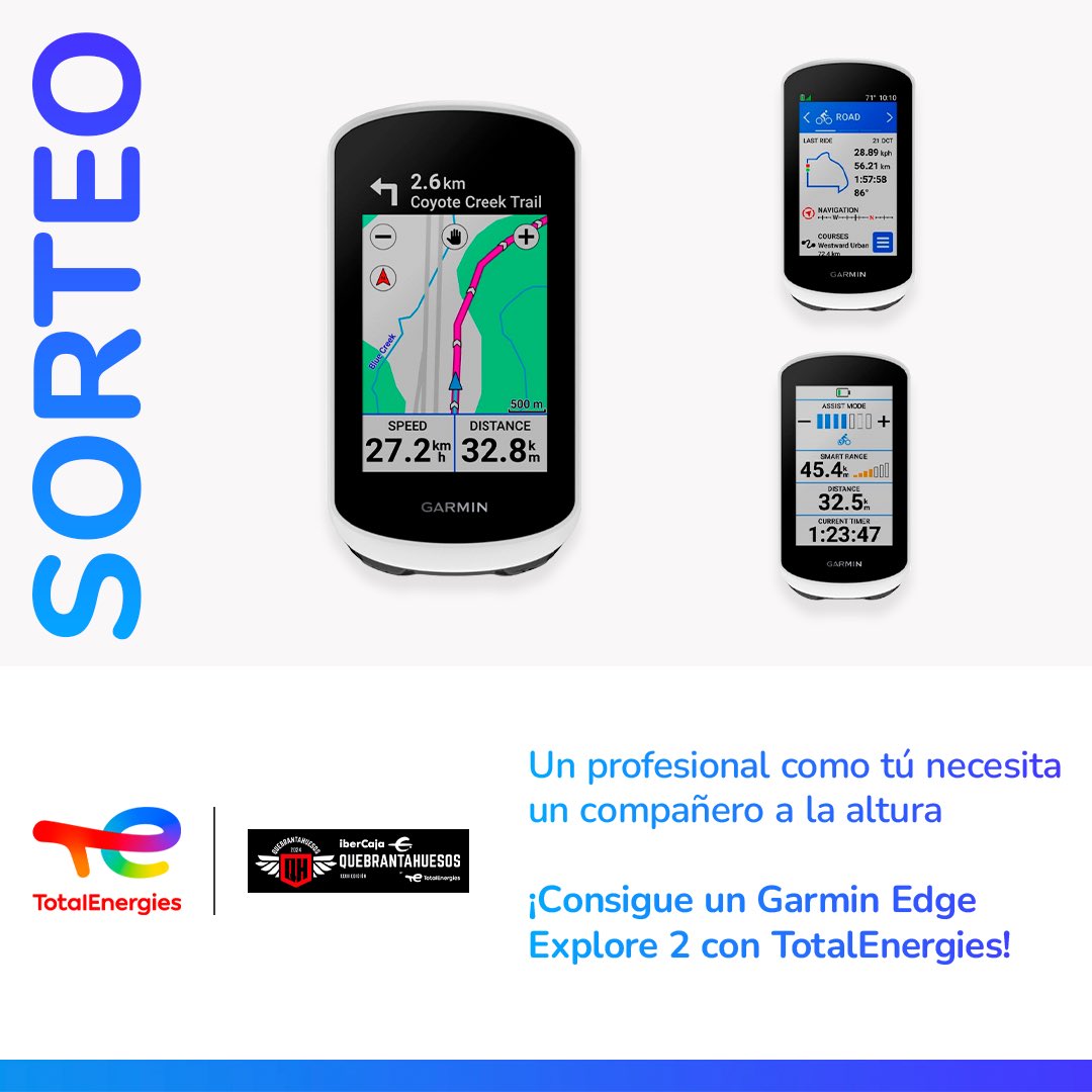 🚴‍♀️ ¿Siempre en busca de nuevas rutas para salir a pedalear? Participa en el sorteo de @TotalEnergiesES y consigue el GPS con el que no te perderás nada. Entra en el link de nuestra bio o stories, y rellena el formulario. ¡Sortean 2! cloud.info.totalenergies.es/sorteobici?utm…