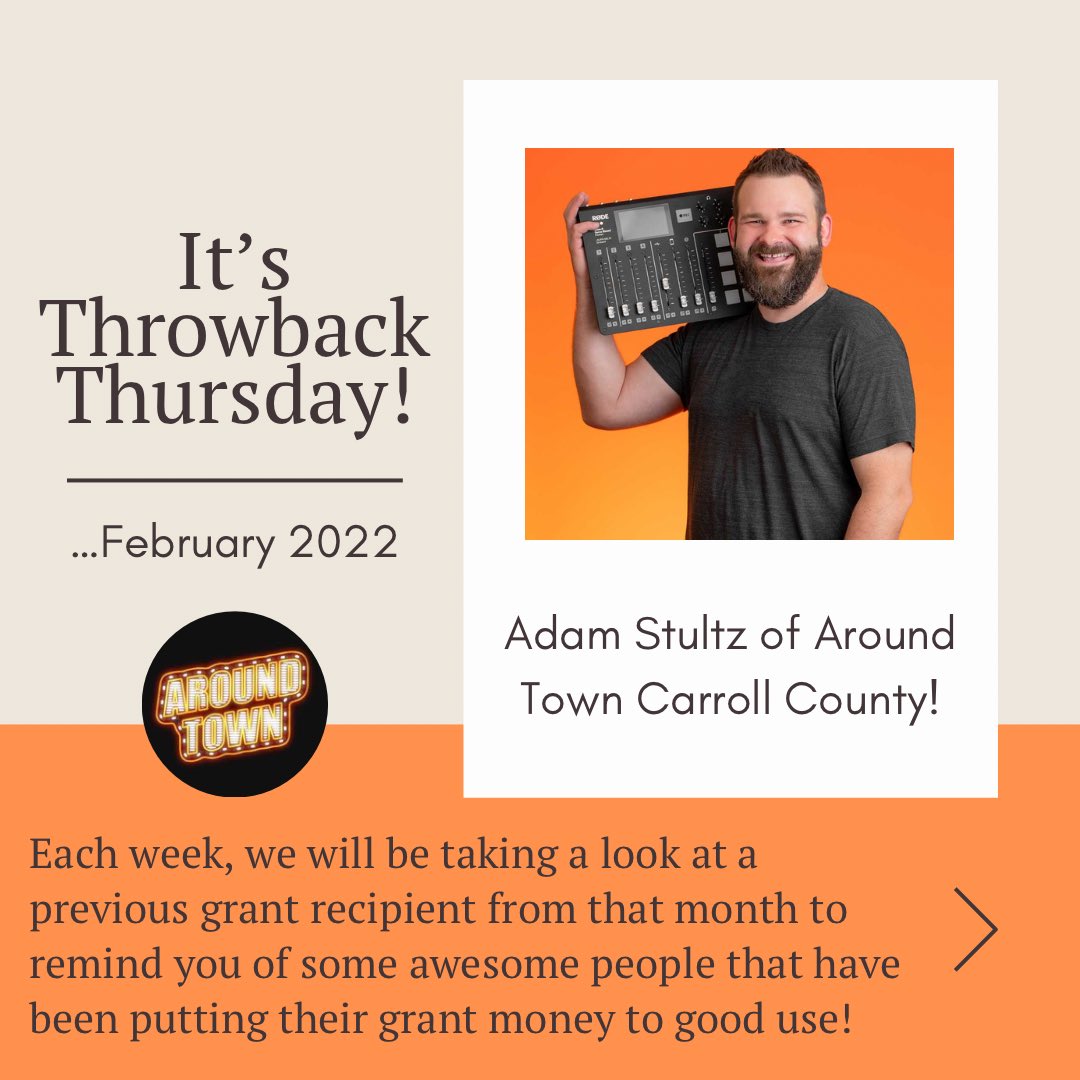 heywestminster's tweet photo. This week, we are looking back on our February 2022 recipient, Adam Stultz of Around Town Carroll County. Adam founded this video podcast to showcase the businesses and entrepreneurs around our town that are doing AWESOME things everyday! 
To learn more: 
https://t.co/CBNoFPvUDr https://t.co/aIHFvHMbKn