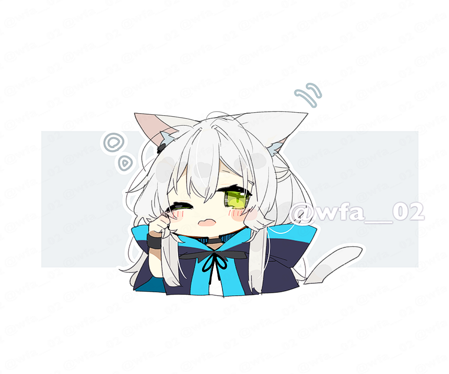 rosmontis (arknights) 1girl animal ears solo green eyes cat ears one eye closed cat tail  illustration images