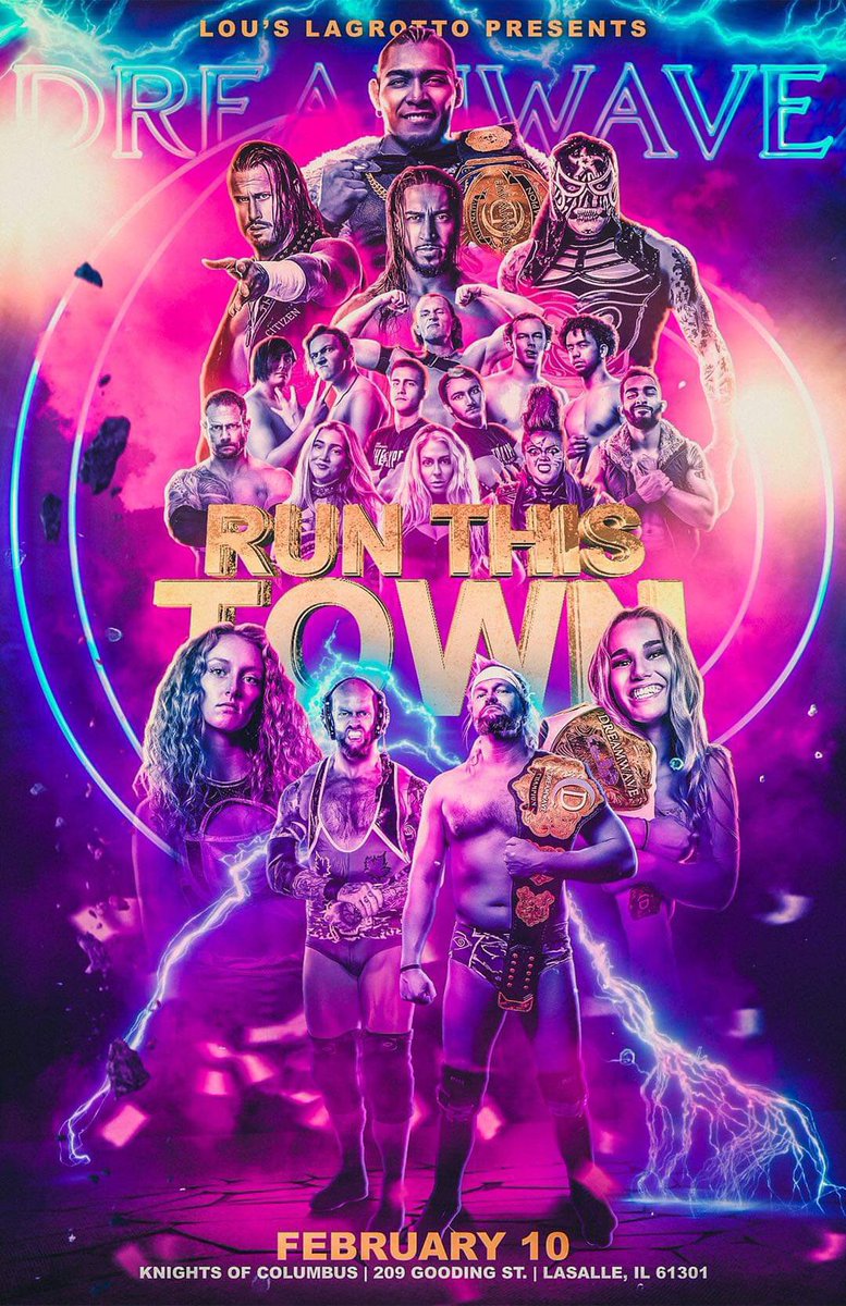 DWWrestling's tweet photo. We are only two days away from #DWRun! 

We are sold out, watch live, only on IWTV!

Here is an early alternate poster for Saturday’s show we thought would be cool to share with everyone. 

Join us live on IWTV Saturday at 6 pm Central. 

Tickets for 4/19 &amp; 4/20 on sale Monday!f https://t.co/0y3qJR9ko9