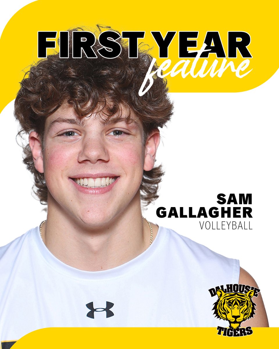 DalTigers's tweet photo. FIRST YEAR FEATURE!

The Tigers would like to introduce Sam Gallagher, a first-year setter on the men's volleyball team! Hailing from Fredericton, New Brunswick, Sam is studying general sciences!

To learn more about Sam, head to https://t.co/jU09nhezAo! https://t.co/b0Dc1FspcL