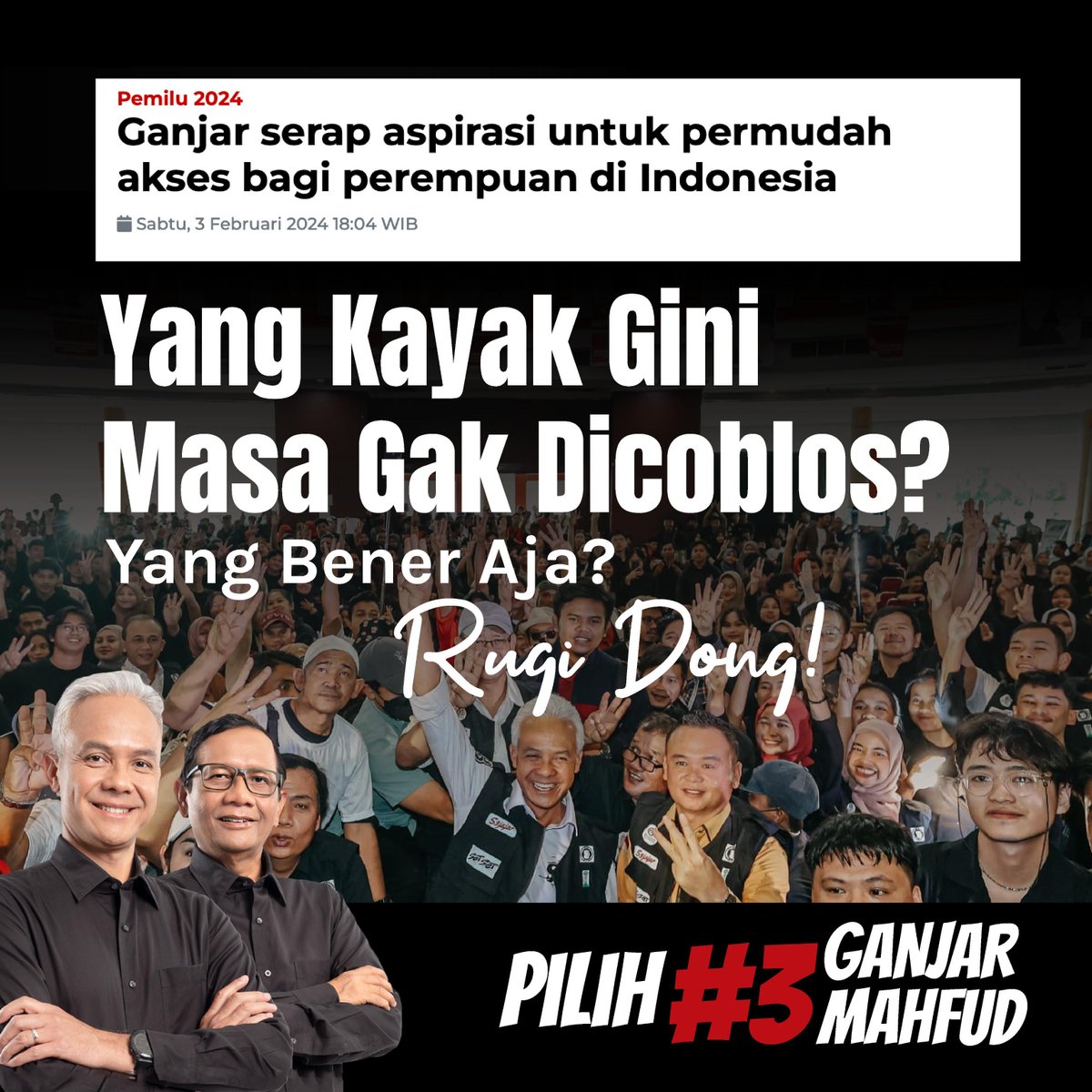 RifaldiManurun6's tweet photo. mana nih perempuan, rugii dong ga coblos 3!!

#GanjarMahfud2024 #GanjarMahfudM3nangDebat
#2024L3bihbaik3 #SatSet #Ganjarpresidenrakyat #SatSetLebihBaik #DebatCapres https://t.co/pUueTJvxgT