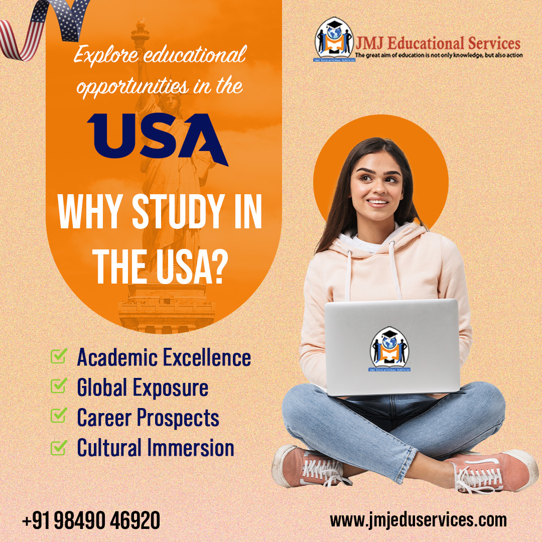 Ready to embark on your American dream? 🇺🇸 Explore exciting educational opportunities in the United States! Call us: 98490 46920 Visit us: jmjeduservices.com #studyabroad #education #usa #academicexcellence #globalexposure #careerprospects #culturalimmersion