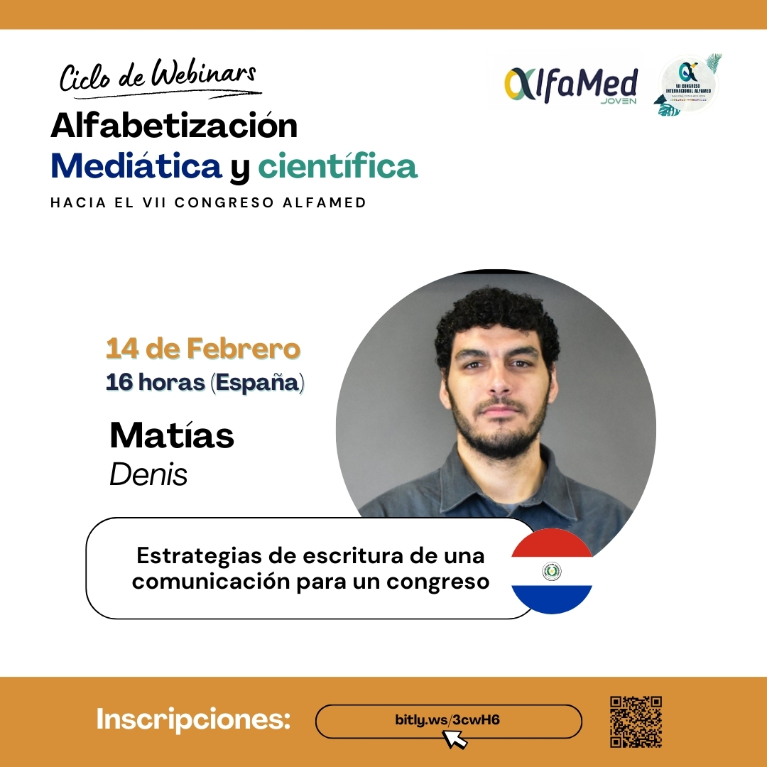 📢 ¡No te pierdas el webinar con Matías Denis 🇵🇾sobre estrategias de escritura para congresos académicos! 🖊️ Aprende a cautivar a tu audiencia y destacar con tu comunicación. Regístrate ahora: bitly.ws/3cwH6 #EscrituraAcadémica #Webinar #Congresos