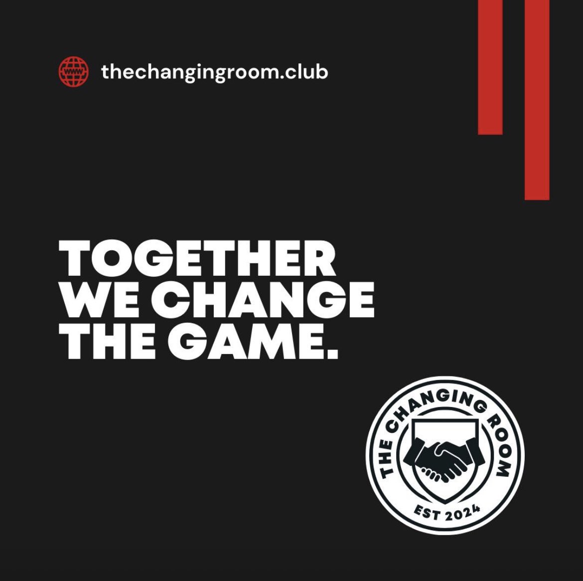 The Changing Room  is for those who believe in the power of collaboration, on and off the pitch. 

If you're ready to connect with like-minded individuals, you're ready for The Changing Room.

Join us for launch night: thechangingroom.club 

#networking #business #sports