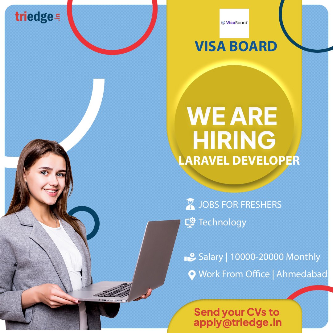#Jobs #LaravelDeveloper

VISA BOARD is providing opportunities for the role of Laravel Developer

. Apply with your resume at apply@triedge.in.