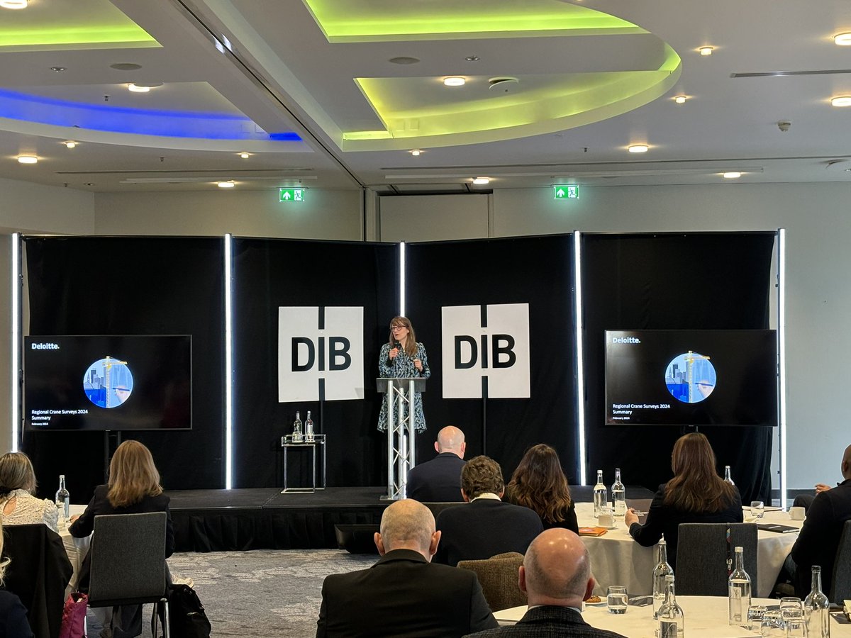 We’re at the <a href="/DIBManc/">Downtown Manchester</a> conference today and it’s great to see our very own Mel Wilson talk the room through our crane survey 2024 results #development #regeneration 🏗️