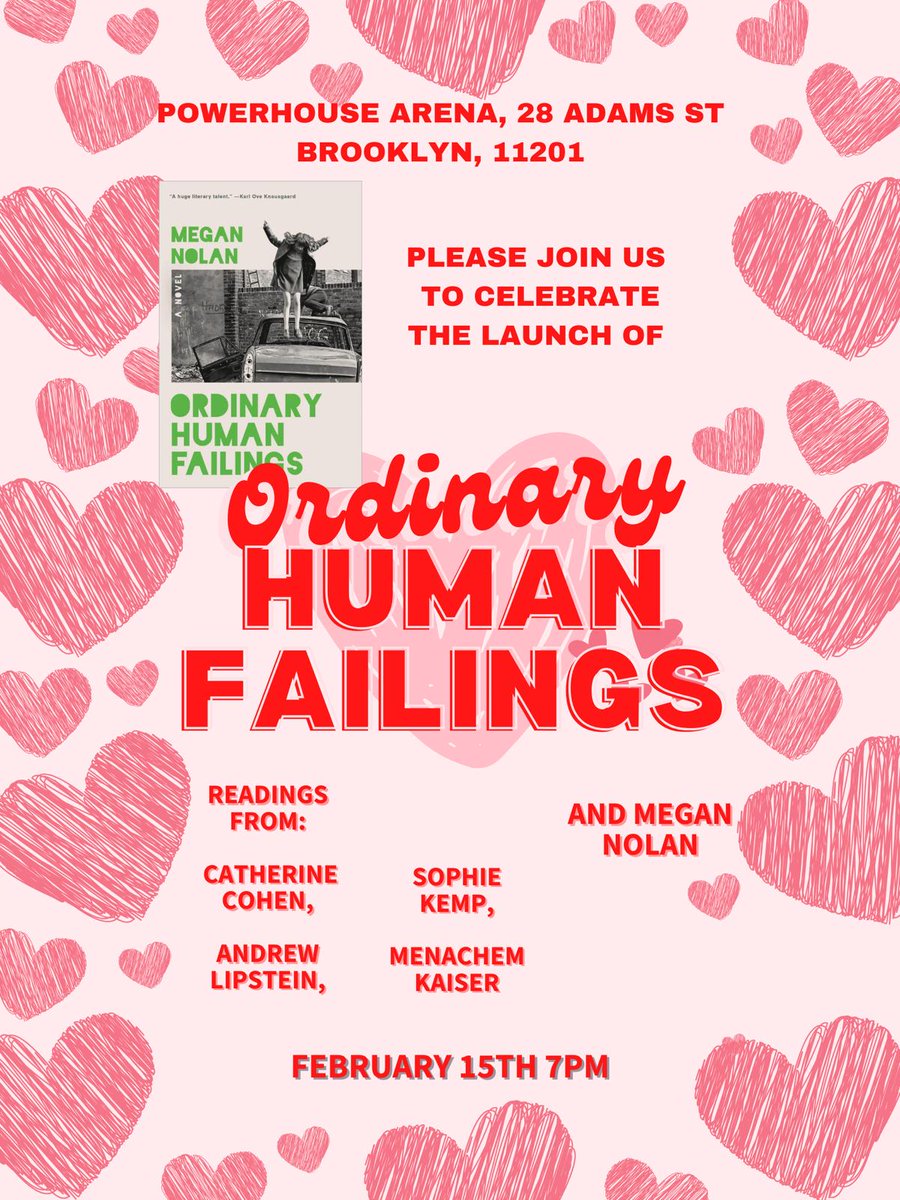 my dear friend megan nolan wrote an amazing novel that you should buy!!! to celebrate i am reading at her book launch at powerhouse in dumbo, hope to see u there <3