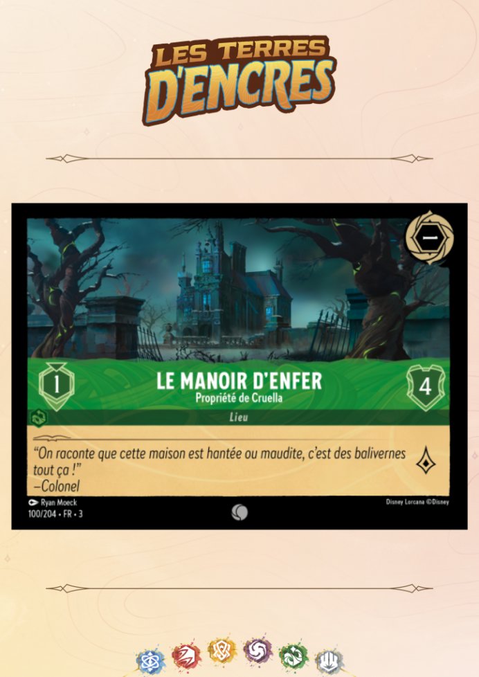 LorcanaFr's tweet image. 🔥Reveal🔥

Le discord Fr / Lorcanasso a encore une nouvelle carte exclusive en reveal.

🟩Le manoir d'enfer 
Lieu vanilla 1🎨 1/4

lorcanasso.fr/le-manoir-denf…

#lorcanaspoil #lieu