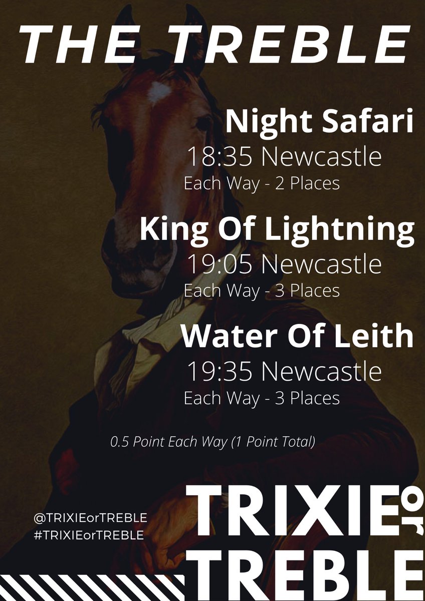 TRIXIEorTREBLE's tweet photo. Horse Racing Selections Are Up! 🐎 
#TRIXIEorTREBLE https://t.co/ipyi272WFZ