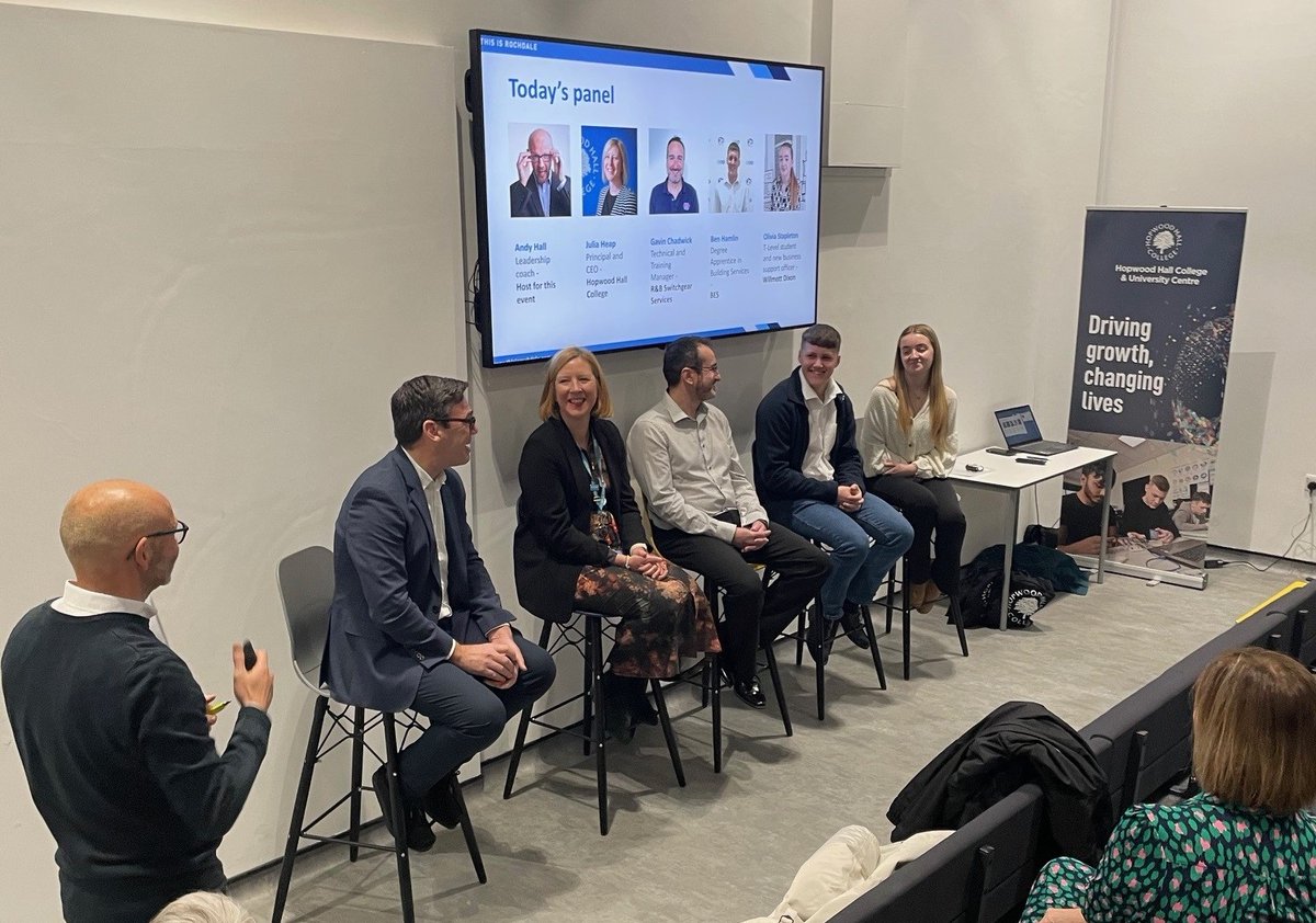 lindsaynoble's tweet image. Privileged to have @AndyBurnhamGM as key speaker at our @InvestRochdale technical skills and T-Level event at @hopwoodhall this morning. Lots of businesses keen to hear and ask questions on how the technical skills gap is being addressed #TLevelThursday #Apprenticeship #NAW2024