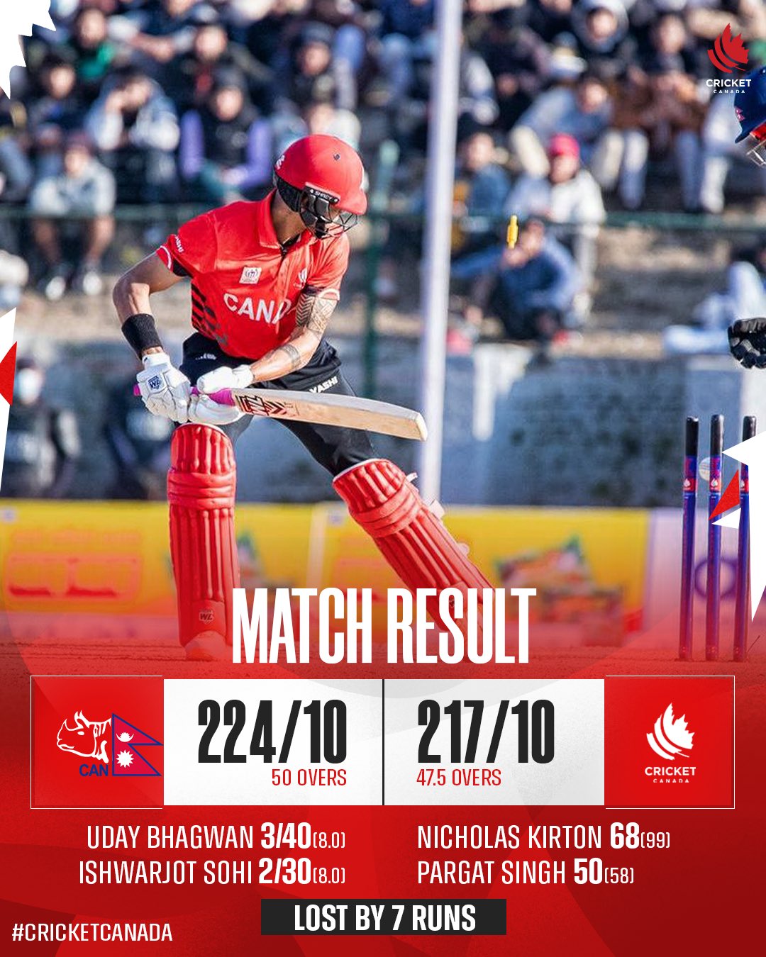 Cricket Canada on X: “Tough loss for Team Canada. Nepal won by 7