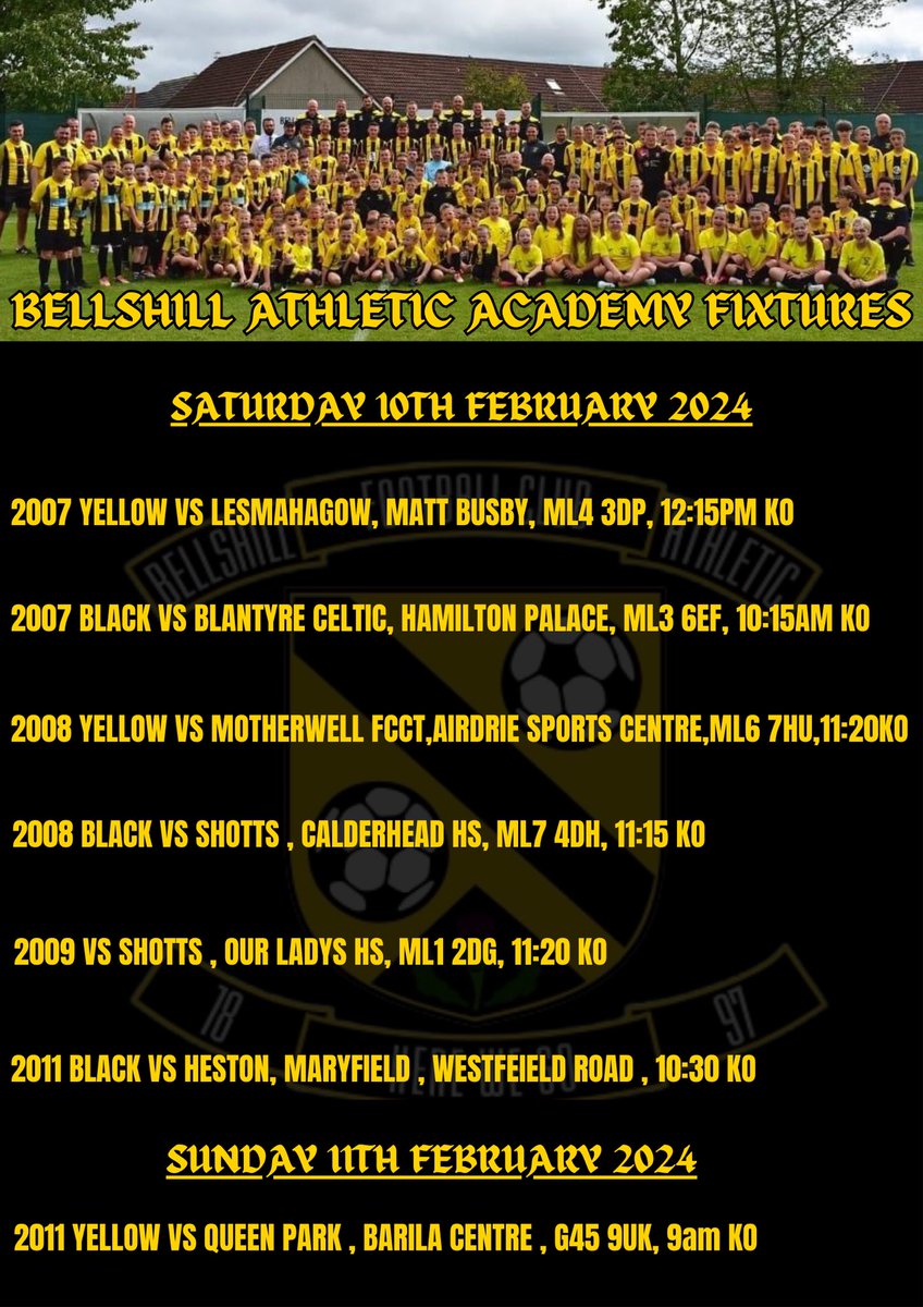 Our academy fixtures for this weekend. Let's get down and support the boys. 

Come on, you hill! ⚫️🟡