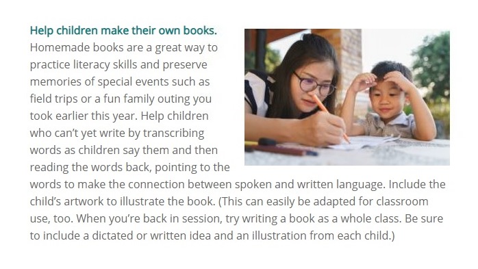 BrookesPubCo's tweet image. To enhance #earlyliteracy skills, have young children make their own books. (Get more tips in this blog post: ecs.page.link/L2VKE) #languageandliteracy