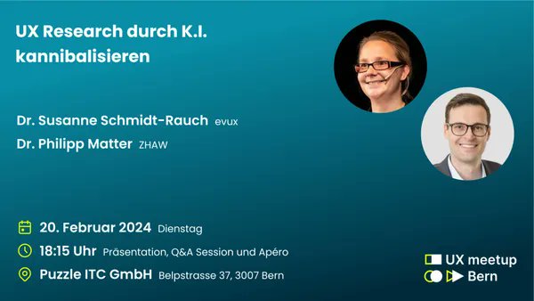 Wir freuen uns, das UX Bern #Meetup vom 20. Februar hosten zu dürfen! Zwei Referent*innen 🗣️ sprechen über die Erkenntnisse und Herausforderungen beim Einsatz von künstlicher Intelligenz (KI) 🤖. Sei dabei: puzzle.ch/de/blog/articl…