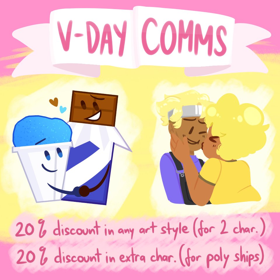 💝VALENTINES DAY C0MM5!!!💝 Forgot to post this sooner but IT'S V-DAY SALE TIME!!! 20% off on comms till the 15th so DM me if you're interested!!! You may read the post i'm qrting for more details :] #bfdi #inanimateinsanity #commissions #osc #osctwt #objectshowcommunity