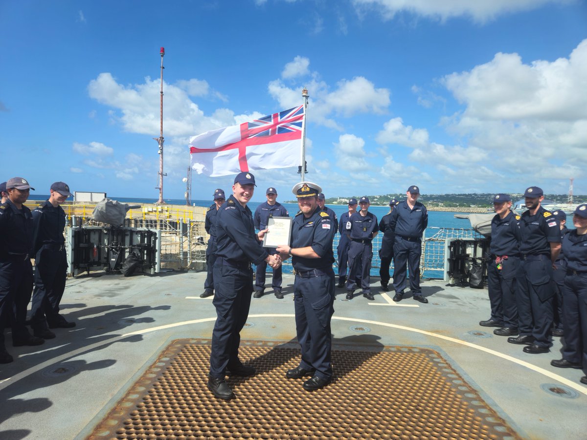 Congratulations to LET(ME) Ryan Moth, HMS Trent's Sailor of the Year. An exceptional performance over the last 12 months delivering #FwdDeployed Marine Engineering to keep us on task for operations in West Africa and the Caribbean @RoyalNavy @WCNeedlemakers #TeamTrent