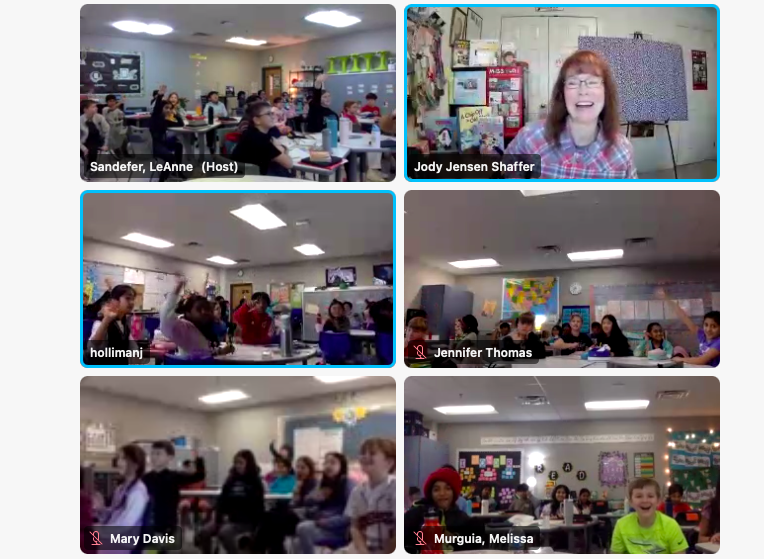 MizDodson's tweet photo. @BluebonnetES celebrated #WorldReadAloudDay with 9 virtual author visits! So thankful to @ErinDealey @elliepeterson @VenkatSrividhya @susankusel @JoHackl @SWildmanSF @lalaleeeah @jodywrites4kids and Amy Sklansky for meeting with our students this morning! https://t.co/XA2bOPbXEq