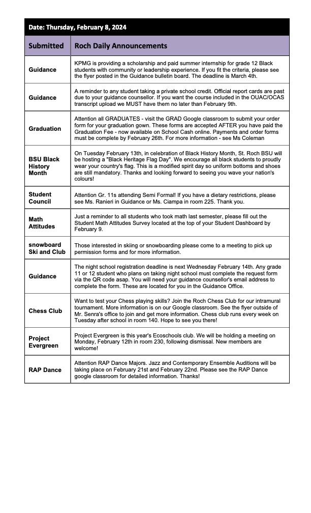 St. ROCH Daily Announcements tweet media