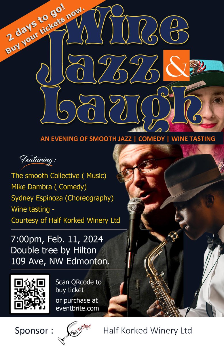 kc_kco's tweet photo. 2 days to go, Buy your tickets now!
#winejazzandlaugh #kcokerryproductions #smoothjazz #comedy #dance #salsa #mikedambra #doubletreebyhilton #Yeg #Edmonton https://t.co/8mFwmMcjcV