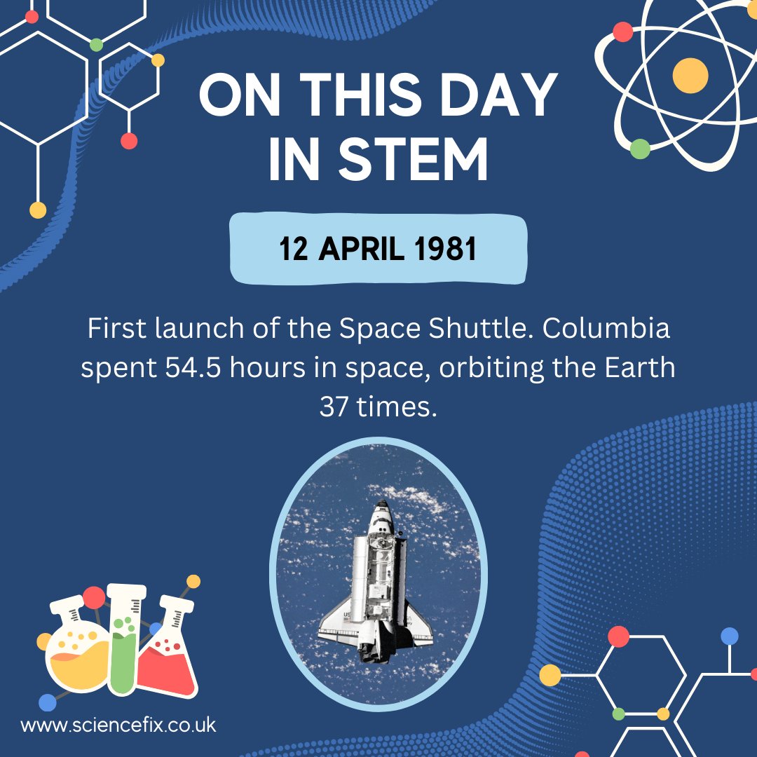 On this day in STEM:  First launch of a Space Shuttle. Columbia spent 54.5 hours in space. 
#asechat #edchat #science #stemchat #onthisday