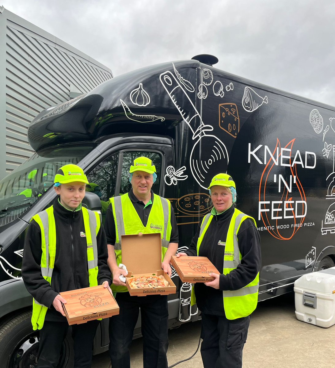 BennettPotatoes's tweet image. With National Pizza Day being celebrated tomorrow we thought what better way to show a little slice of our appreciation to our amazing hard working team than delicious fired wood pizzas from the fantastic @kneadnfeed 🍕☺️