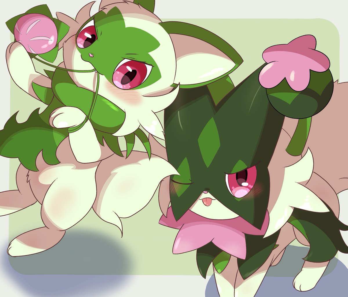 進化先コスプレニャオハ達🌱
#ニャオハの日 #ポケモンイラスト