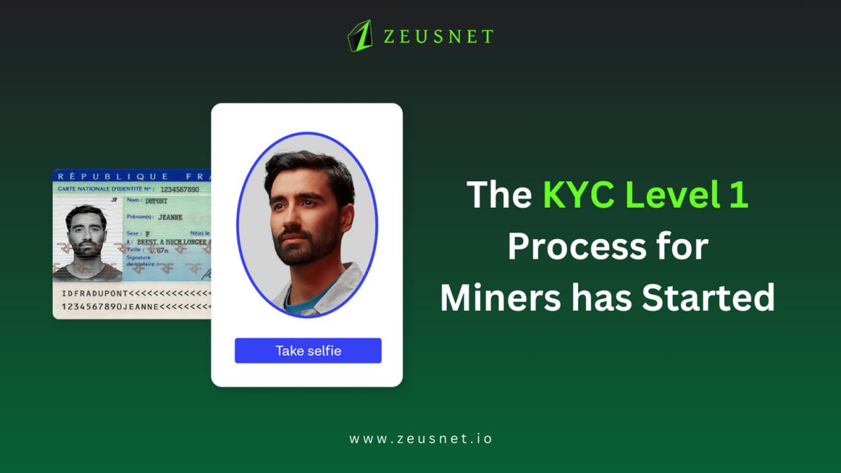 To enhance the security & integrity of our mining community, we are implementing KYC verification for all ZNT coin miners. Action Required: KYC Verification by Selfie Picture and to Complete KYC please access the KYC section in the Zeusnet Miner application. #ZeusnetArmy #ZNT