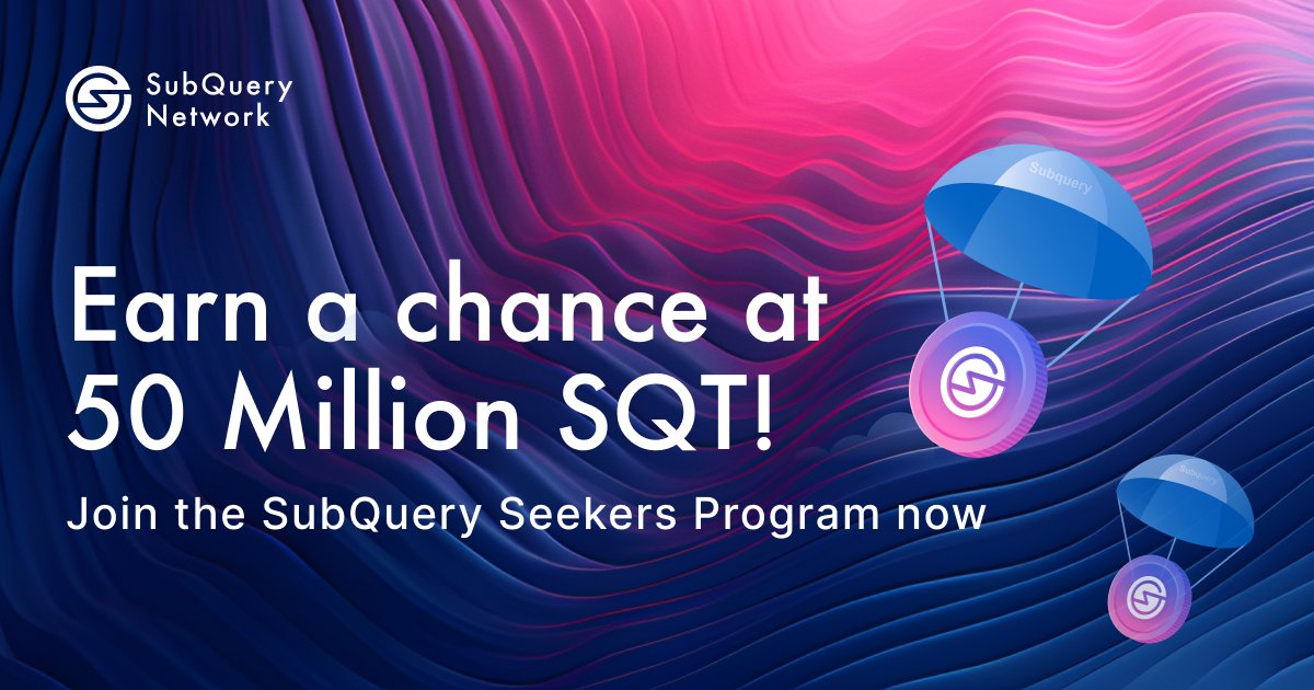 🚨 The SubQuery Seekers Challenge is still in full swing &amp; you still have a chance to snag a share of 50 Million SQT! 💰

Don't miss out on this opportunity 👉 seekers.subquery.foundation

Hurry! The program runs until April 10, 2024. Act fast and claim your rewards! 🗓️