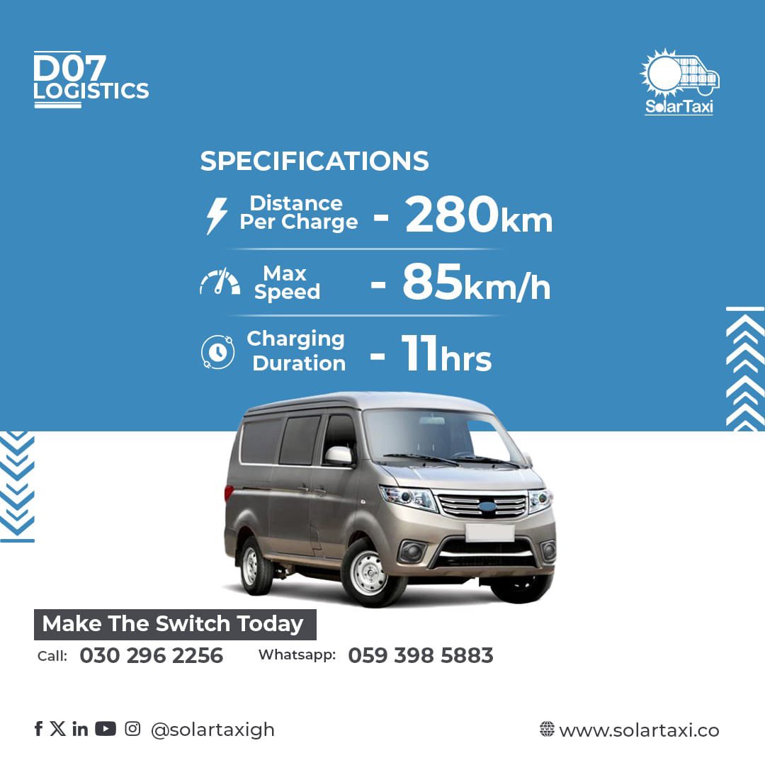 SolarTaxiGh's tweet photo. Efficiency at its best: Embracing more logistics, reducing costs.

Make the switch!
Go electric!
.
.
.
#solartaxi #solartaxigh #ev #ebus #erides  #transportation  #ecofriendly https://t.co/rpTTQsf1Az