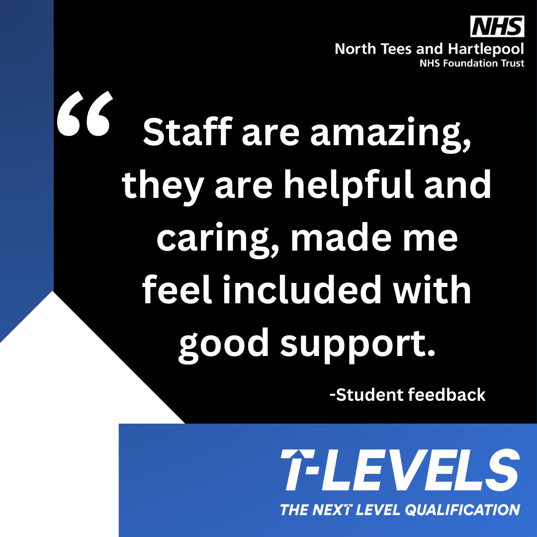 NTeesHpoolNHSFT's tweet image. Today we’re celebrating #TLevelThursday by highlighting our fabulous T-Level students – who are all currently undertaking their industry work placement within the Trust.
