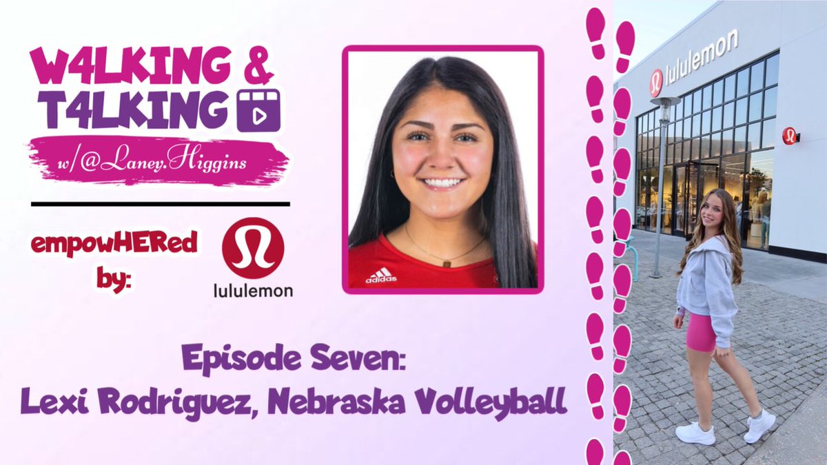 LaneyHiggins's tweet image. Join us for a very special guest on episode 7️⃣ of #W4LKINGANDT4LKING empowHERed by @lululemon today (Thursday) at 12:40pm ET/11:40am CT (IG: laney.higgins). @HuskerVB’s Lexi Rodriguez (@Alexis14Rod) is an amazing libero &amp;amp; is also doing great things off the volleyball court!🏃‍♀️🗣️