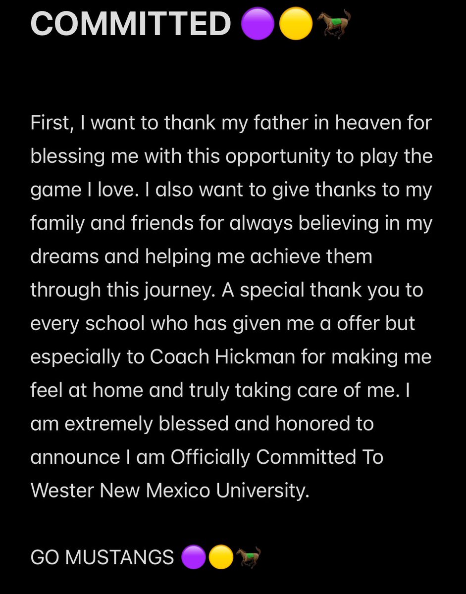DeMarcus Sanchez (@demarcussanch2) on Twitter photo COMMITED🚨‼️
<a href="/coach_bhickman/">Billy Hickman</a> <a href="/22Coleman22/">Justin Coleman</a> <a href="/Tittle77/">Kasey Tittlemier</a> <a href="/GametimeRC/">Gametime Recruiting & Consulting</a> <a href="/WNMUFootball/">WNMU Mustang Football</a> @besanchez28 <a href="/CodyTCameron/">Cody Cameron</a> <a href="/gridironarizona/">Gridiron Arizona</a> <a href="/AZHSFB/">ArizonaVarsity.com 🔥PREPS🔥</a> <a href="/PrepRedzoneAZ/">Prep Redzone Arizona</a> <a href="/ZachAlvira/">Zach Alvira</a> <a href="/CoachRoyLopez/">Roy Lopez</a>
GO MUSTANGS🟣🟡🐎 COMMITED🚨‼️
<a href="/coach_bhickman/">Billy Hickman</a> <a href="/22Coleman22/">Justin Coleman</a> <a href="/Tittle77/">Kasey Tittlemier</a> <a href="/GametimeRC/">Gametime Recruiting & Consulting</a> <a href="/WNMUFootball/">WNMU Mustang Football</a> @besanchez28 <a href="/CodyTCameron/">Cody Cameron</a> <a href="/gridironarizona/">Gridiron Arizona</a> <a href="/AZHSFB/">ArizonaVarsity.com 🔥PREPS🔥</a> <a href="/PrepRedzoneAZ/">Prep Redzone Arizona</a> <a href="/ZachAlvira/">Zach Alvira</a> <a href="/CoachRoyLopez/">Roy Lopez</a>
GO MUSTANGS🟣🟡🐎