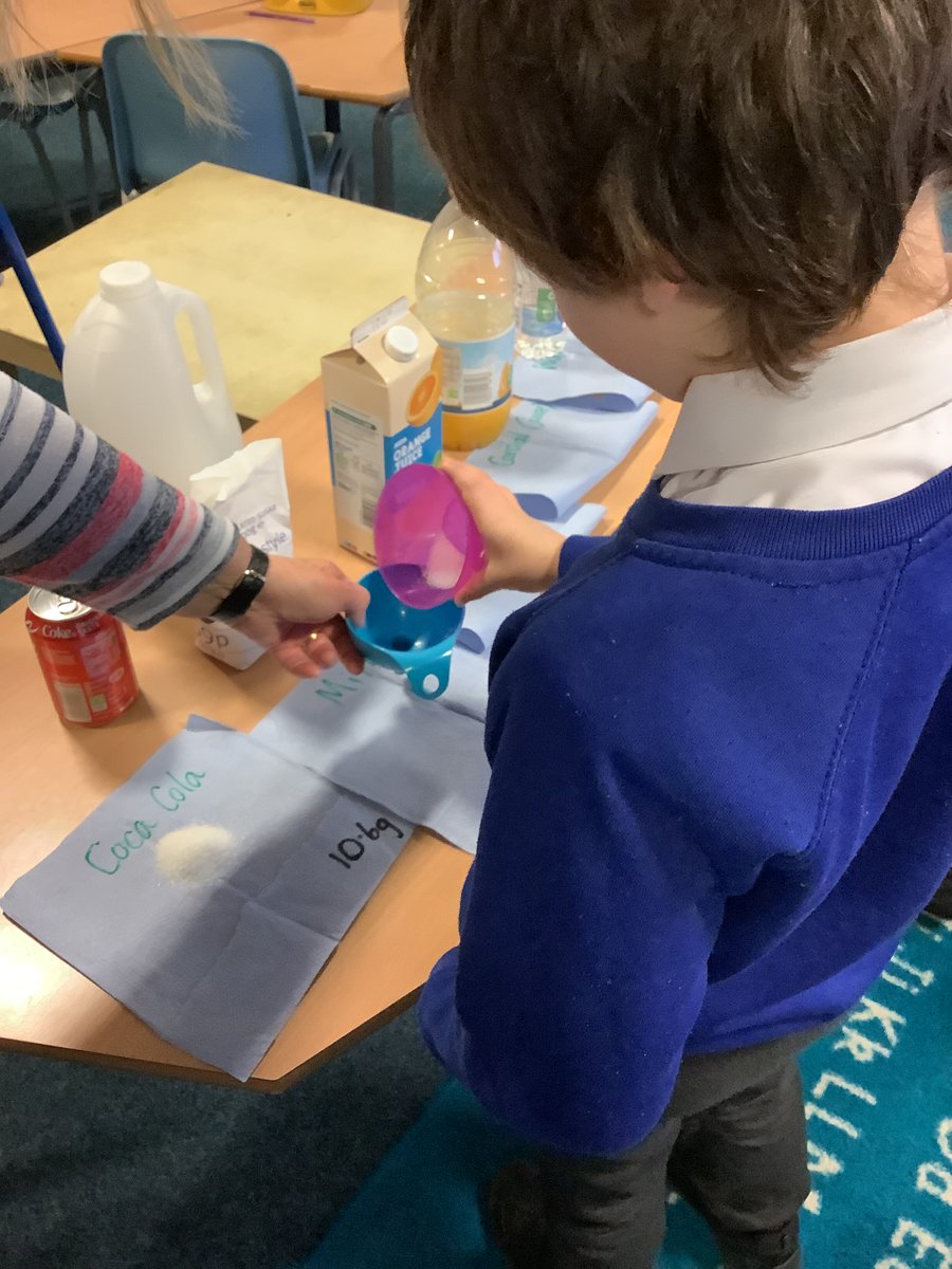 Today, Class 1 carried out an investigation to find out which drinks had the highest and lowest sugar content.  <a href="/Carrmillprimary/">Carr Mill Primary</a> #carrmillscience #teamcarrmill
