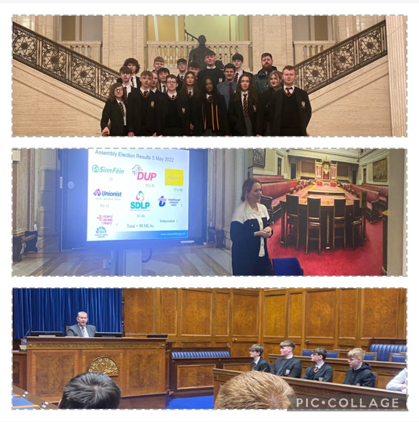 Many thanks to Yr 11 Govt and Politics class for joining us today. Students examined the role of the Assembly & expertly questioned @KateNicholl @edwinpootsmla Thanks to Mr McClements (teacher) for booking the session.