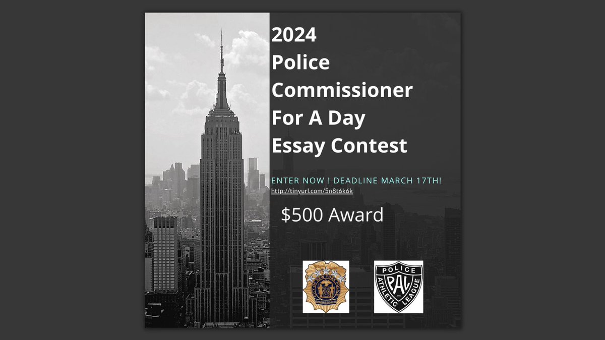 🚨NYC High Schoolers, share your vision for a better #NYC in the Police Commissioner for a Day Essay Contest! 📝 💡 Original essays, 500-1,000 words. Win $500! Deadline: Mar 17. Be the change—enter now: tinyurl.com/5n8t6k6k