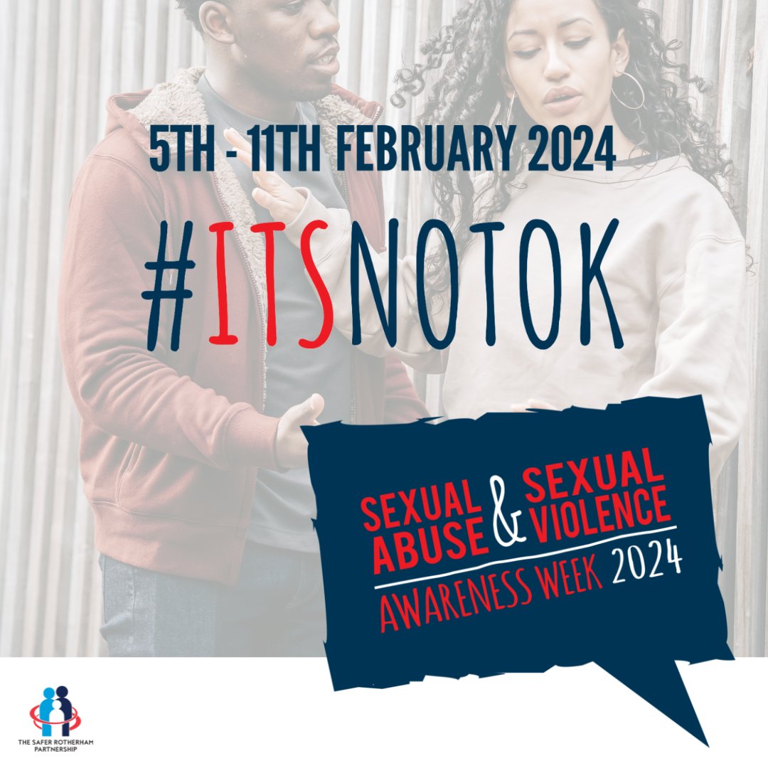 Sexual violence and abuse is any behaviour thought to be of a sexual nature which is unwanted and takes place without consent.

Find information on local and national support at:
saferrotherham.org.uk/homepage/14/re…

#itsnotok