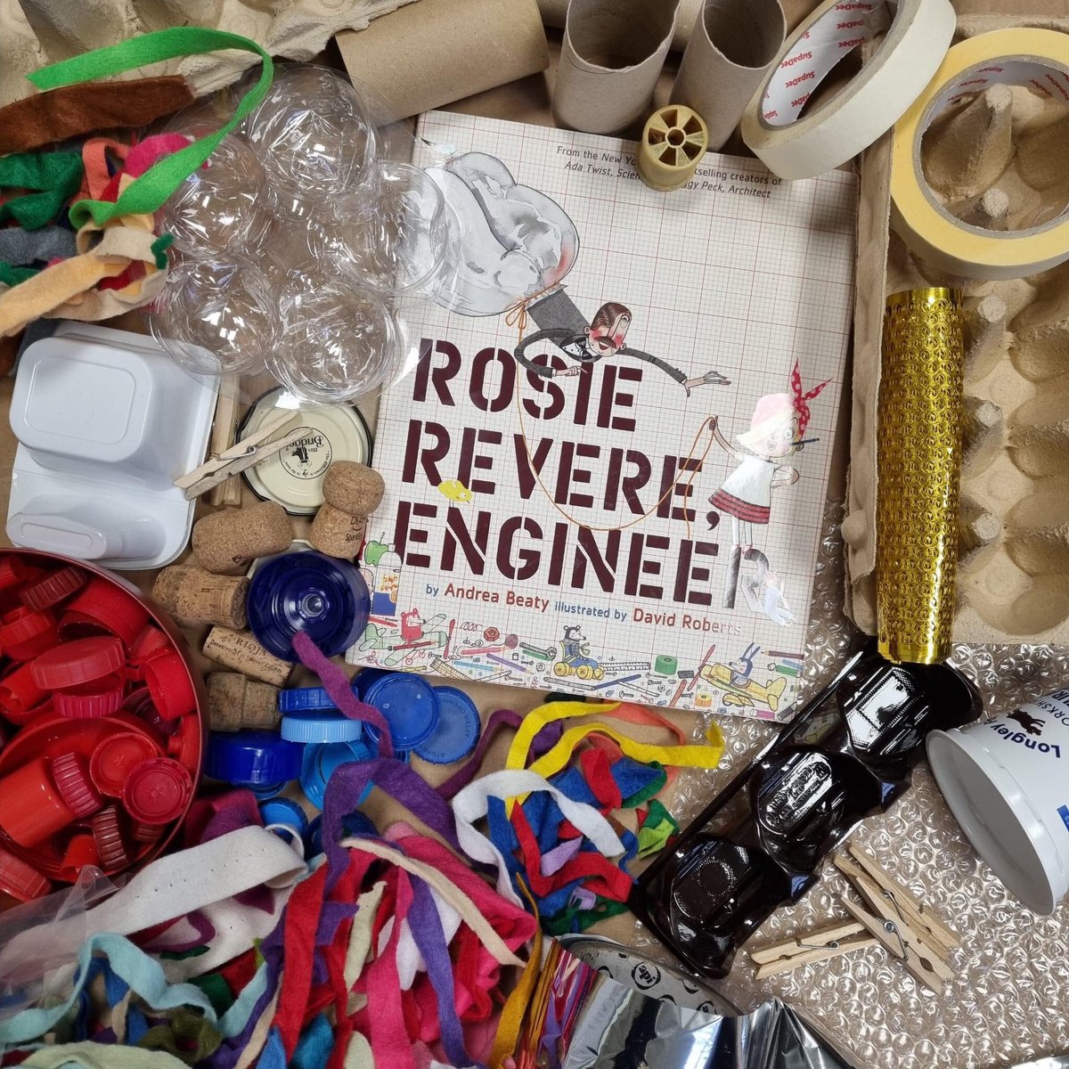 🌟NEW FOR 2024🌟 We love this brilliant book: Rosie Revere Engineer by Andrea Beaty. So much so we have created a new SCRAPtastic Stories workshop. Find out more and book a workshop for your school here: fairandfunky.com/scraptastic-st…