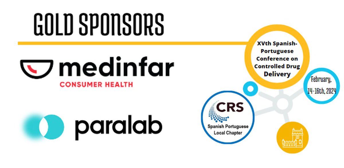 The SPLC-CRS  would like to recognize Paralab SA and Grupo Medinfar as GOLD SPONSORS of our next XVth Conference on Controlled Drug Delivery in Lisbon, 14-16th, Feb. Their invaluable support has contributed to providing top-level speakers from around the world, awards, and more!