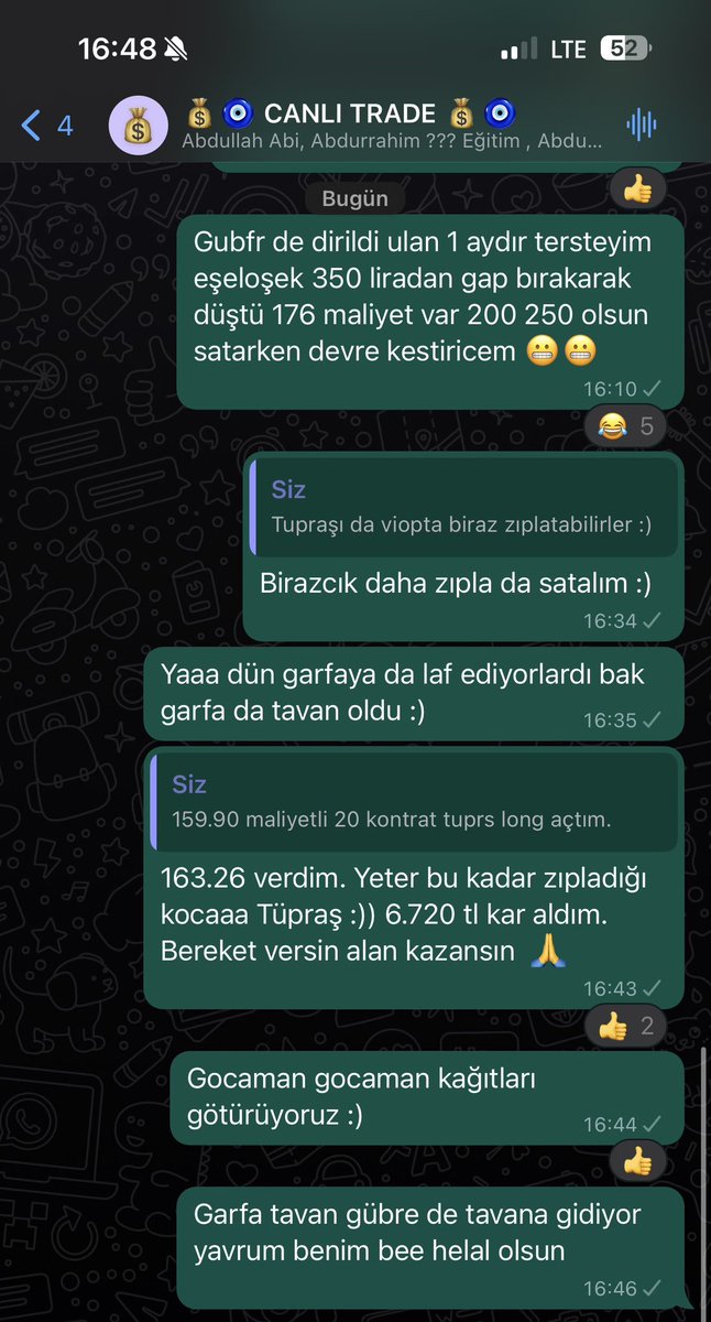 ZeytinciTrader's tweet photo. 1 saat ekrana geçtik :))

#tuprs zıpladı / bereket versin dedik 💰
#garfa tavan oldu / devam ediyoruz 🌹
#gübrf tavana gidiyor / mecburen devam ediyoruz 😬 https://t.co/qvs9LBv0JX