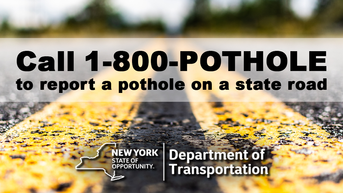 Our crews are out patching roadways each day, but if a pothole pops up-please let us know. Potholes can be reported to our hotline at 800-POTHOLE