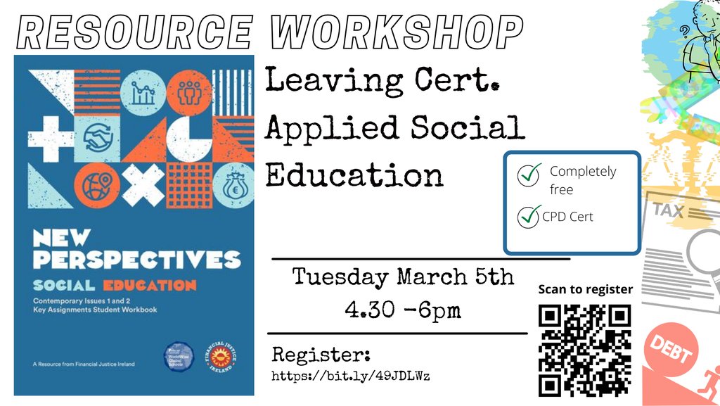 FinJusticeIre's tweet photo. Join Hilary online 4.30-6pm on Tues 5th March '24 for a fun &amp; participatory workshop on our LCA Social Education resource, New Perspectives! See you there!
Zoom registration link:
https://t.co/59pcGfJD07 https://t.co/ckv1eu3TBQ